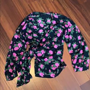 Floral side-tie blouse